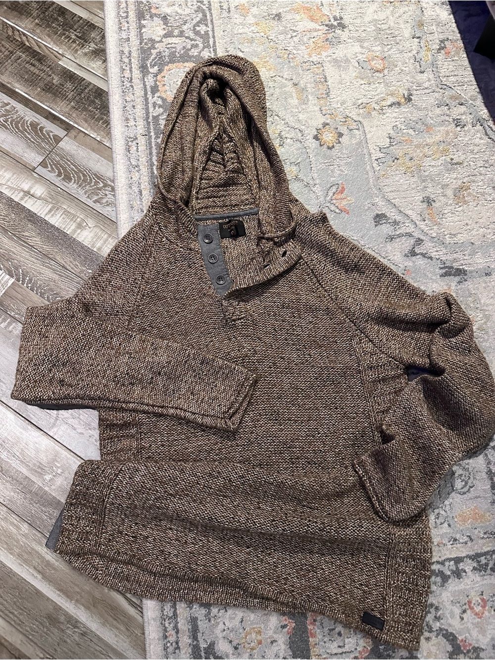 Men's Outpost Brown Hooded Knit Sweater